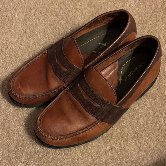 Rockport Men\'s Tan and Brown Leather Loafers size 7W main image 7